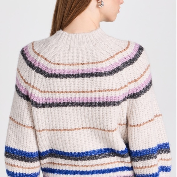 Z SUPPLY desmond lavender and blue stripe cream cozy sweater in multi Large - Picture 5 of 12